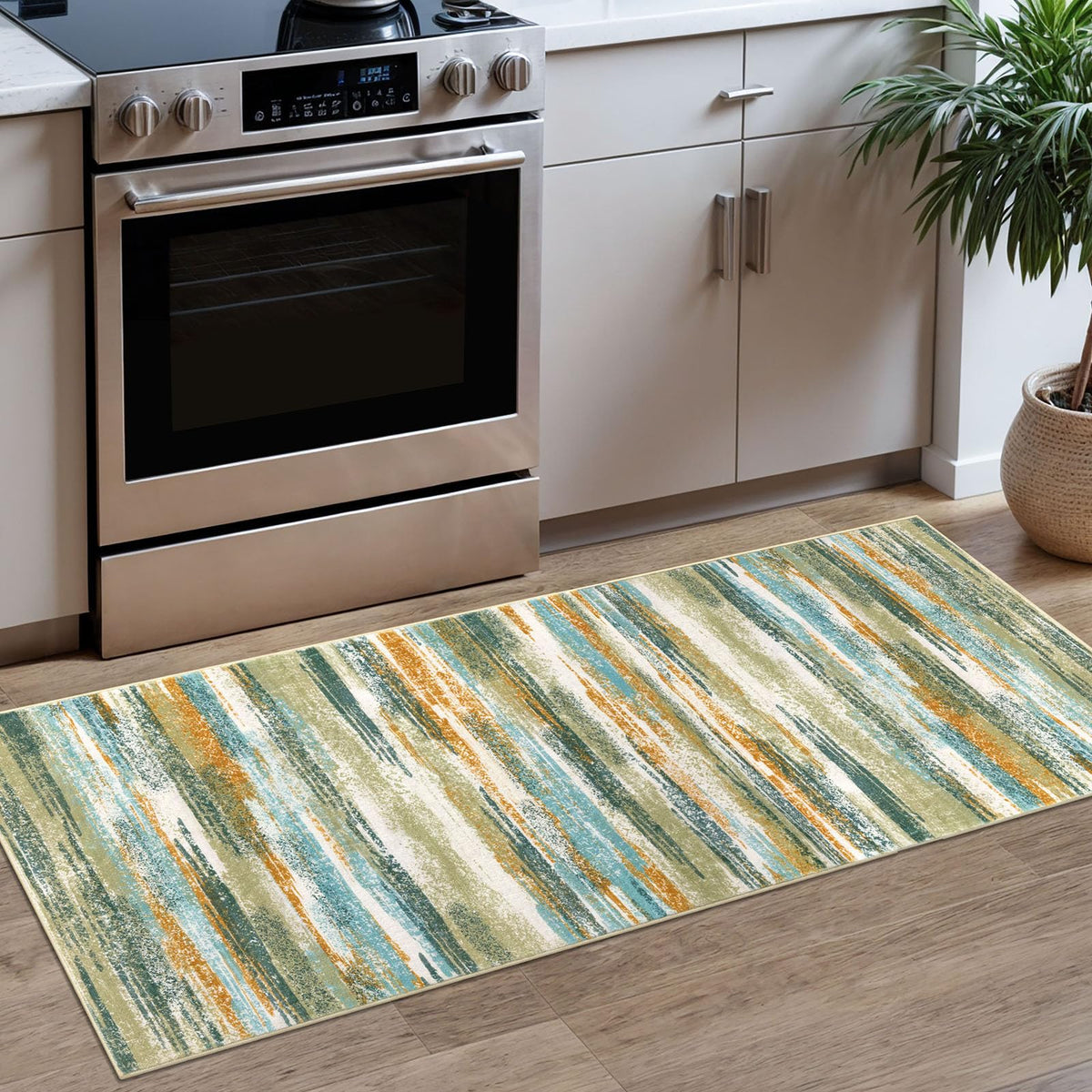 Lansny Abstract Washable 2x6 Runner Rug Non Slip Runners for Hallway