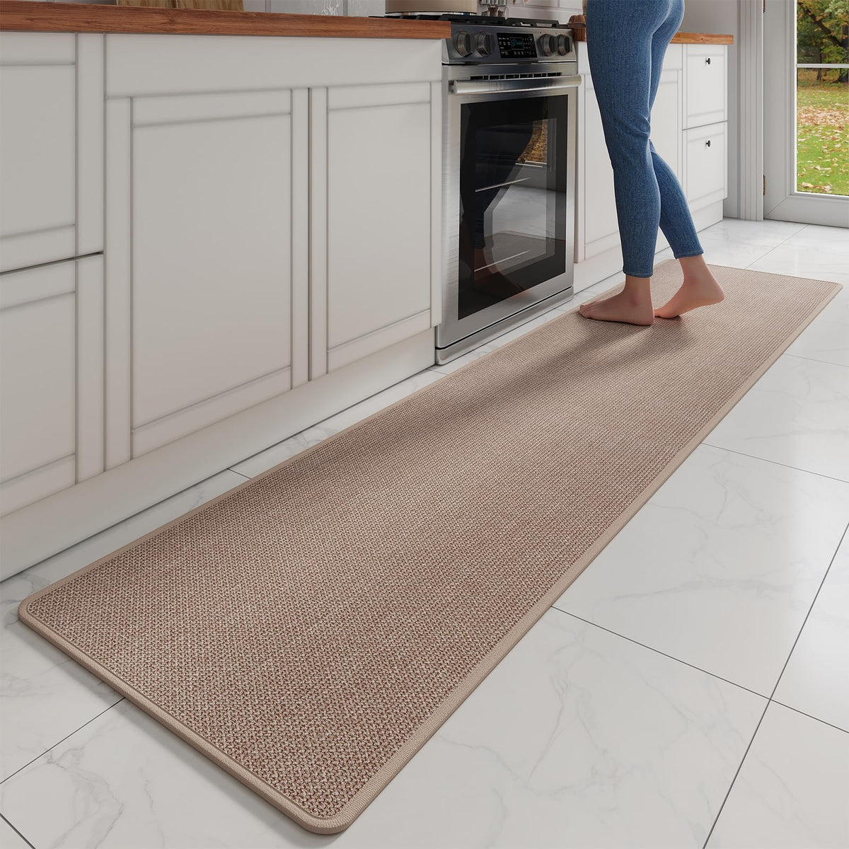 YDKGL Kitchen Rugs Kitchen Mats for Floor Non Slip Washable Brown 17"x30"
