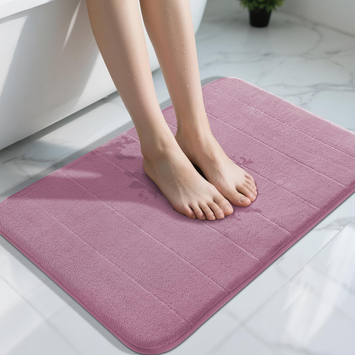 Yimobra Memory Foam Bath Mat, Super Soft & Absorbent Bathroom Rug, Grey