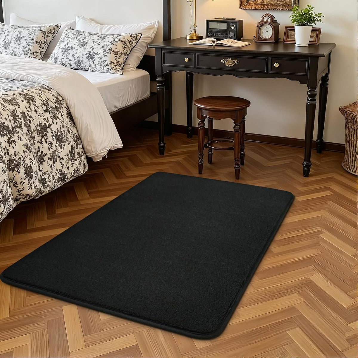 HOMORE 2x3 Small Black Rug, Soft Memory Foam Rugs for Bedroom College Dorm
