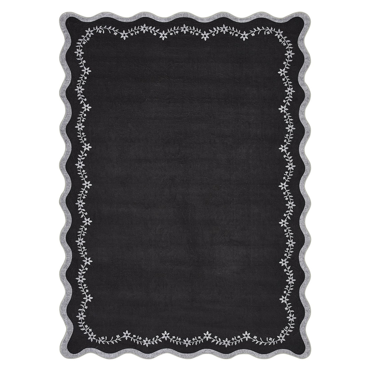 GarveeHome 3x5 Scalloped Washable Area Rug Non Slip Bedroom Entryway Rug