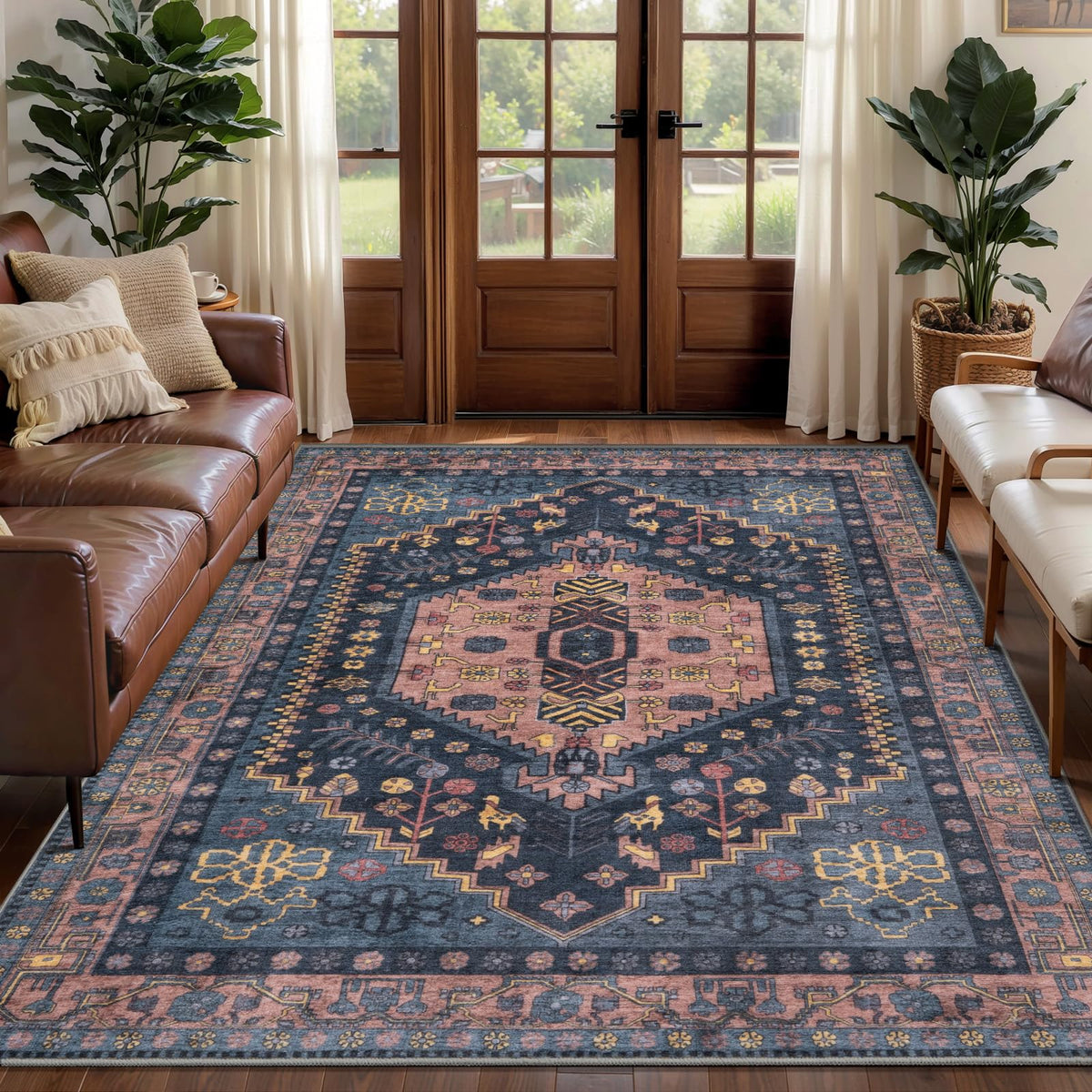 Ciicool Washable 3x5 Area Rug,Boho Non-Slip Indoor Mat for Entryway Kitchen