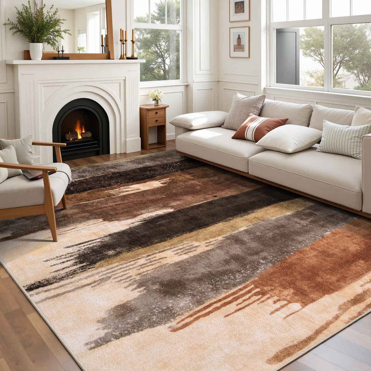 Ciicool Washable Area Rug 2x3 Entryway Rug, Modern Abstract Entry Mat Navy