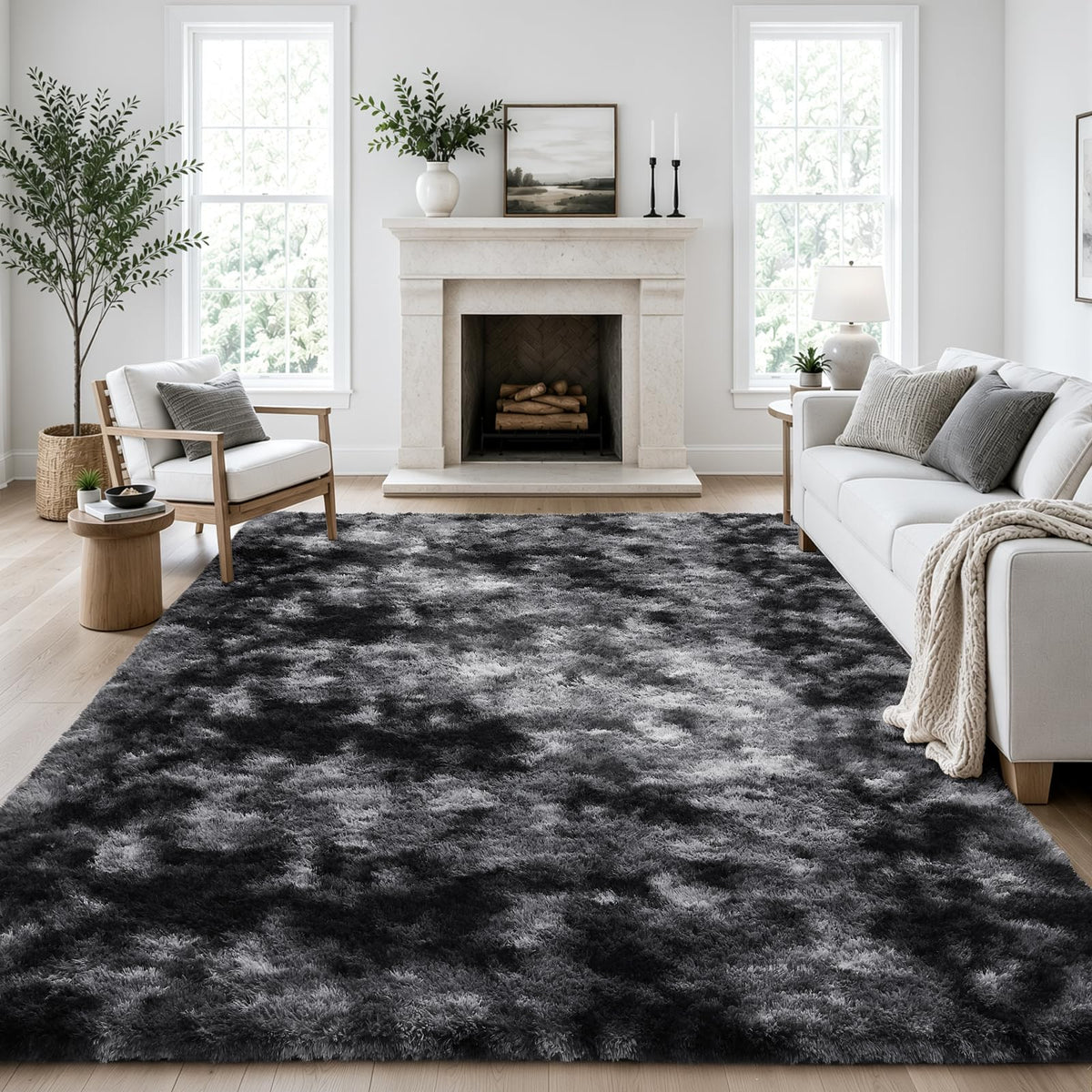 Ophanie 2x6 Washable Runner Rug for Hallway,Non-Slip Fluffy Soft Bedside Rugs, Bedroom Living Room Grey Shaggy Gray Carpet for Kids Girls Boys Dorm Nursery Home Decor Aesthetic