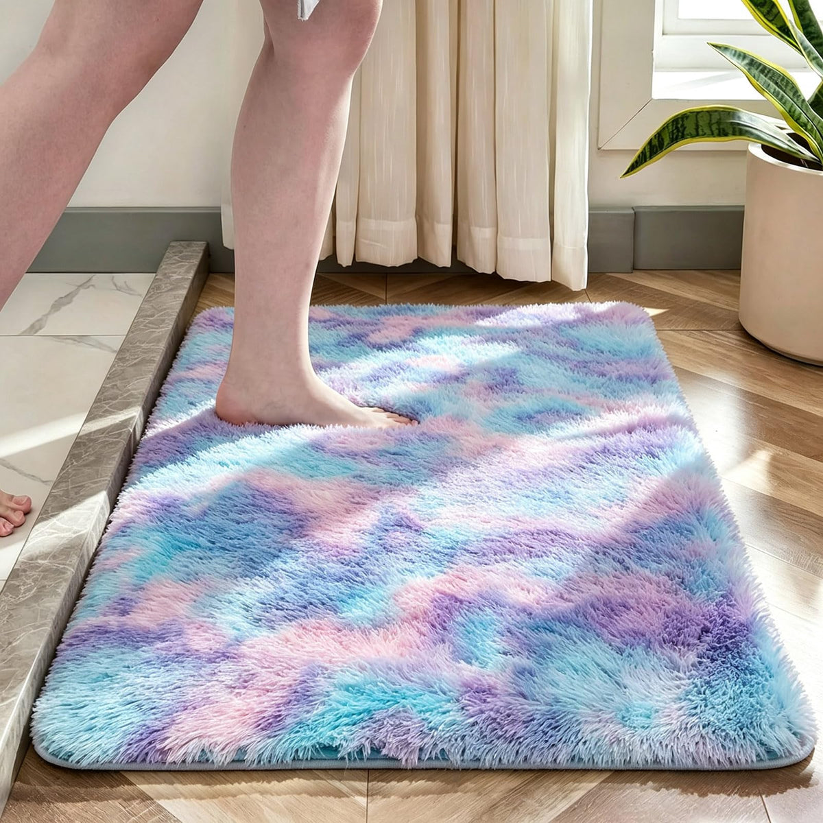 2x6 Dark Grey Fluffy Runner Rug for Hallway and Bedroom, Washable Soft Shaggy Carpet, Non-Slip Thick Shag Rug for Bedside and Living Room, Kids' and Girls' Nursery, Aesthetic Home Decor