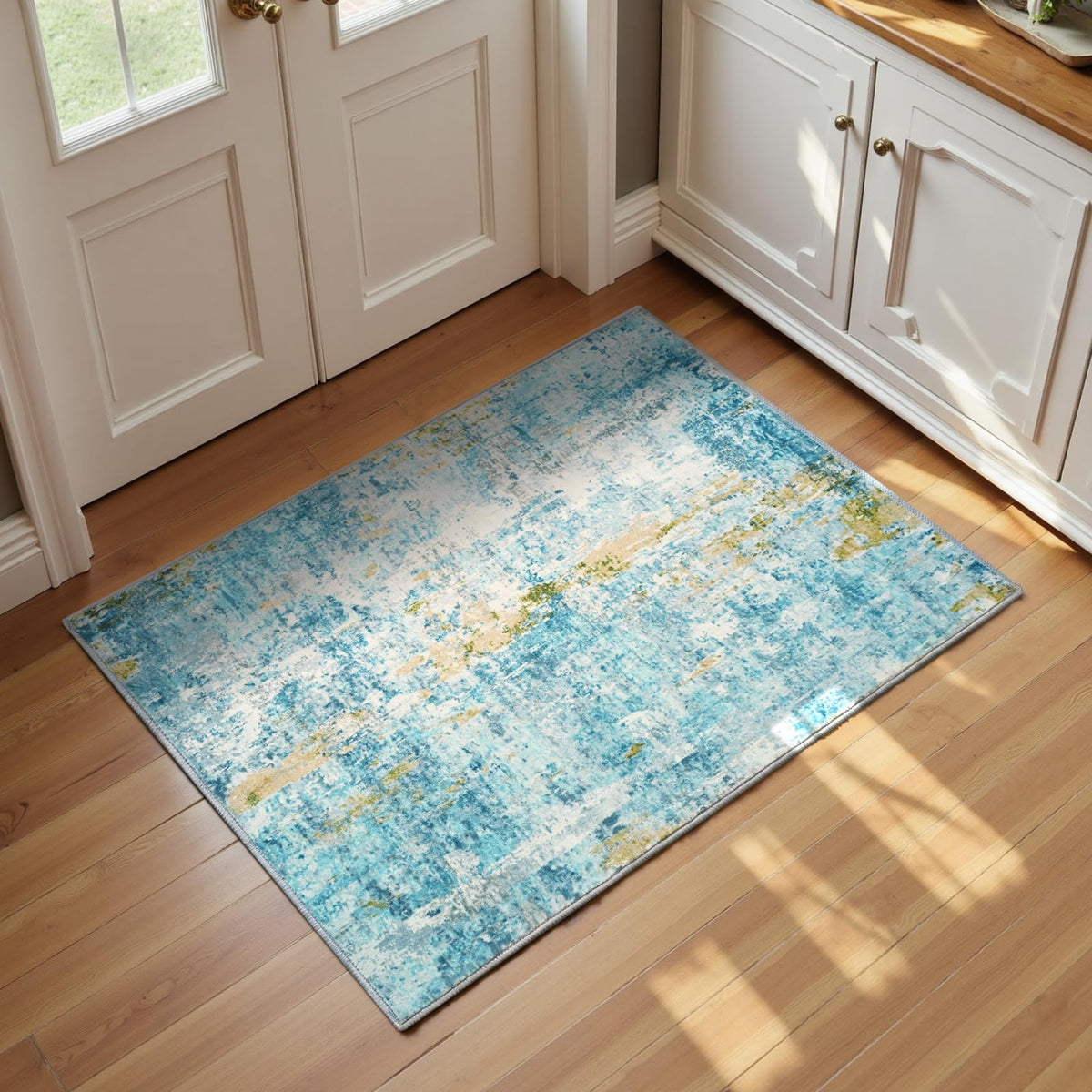 Ompaa 2x6 Rug Runners for Hallways Kitchen Runner Rug Non Slip Washable Grey Long Runner Rugs with Rubber Backing Soft Abstract Carpet Runner for Hallways, Kitchen, Bedroom, Bathroom, Entryway