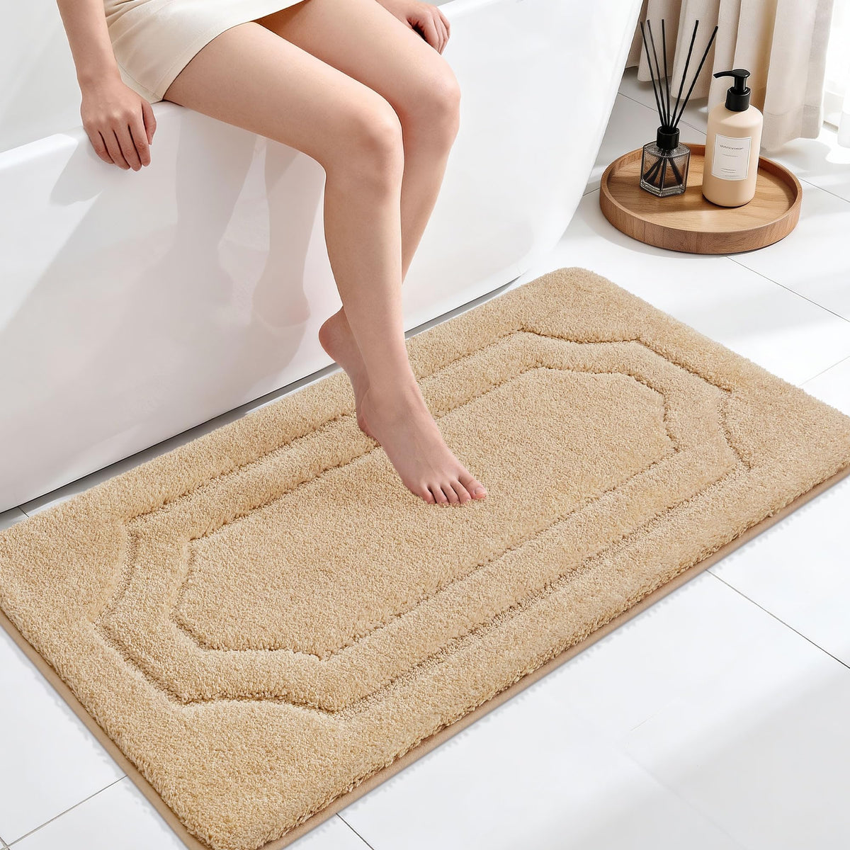 BEQHAUSE Bathroom Rugs Non Slip Bath Mat Soft Absorbent, 24"x36", Green