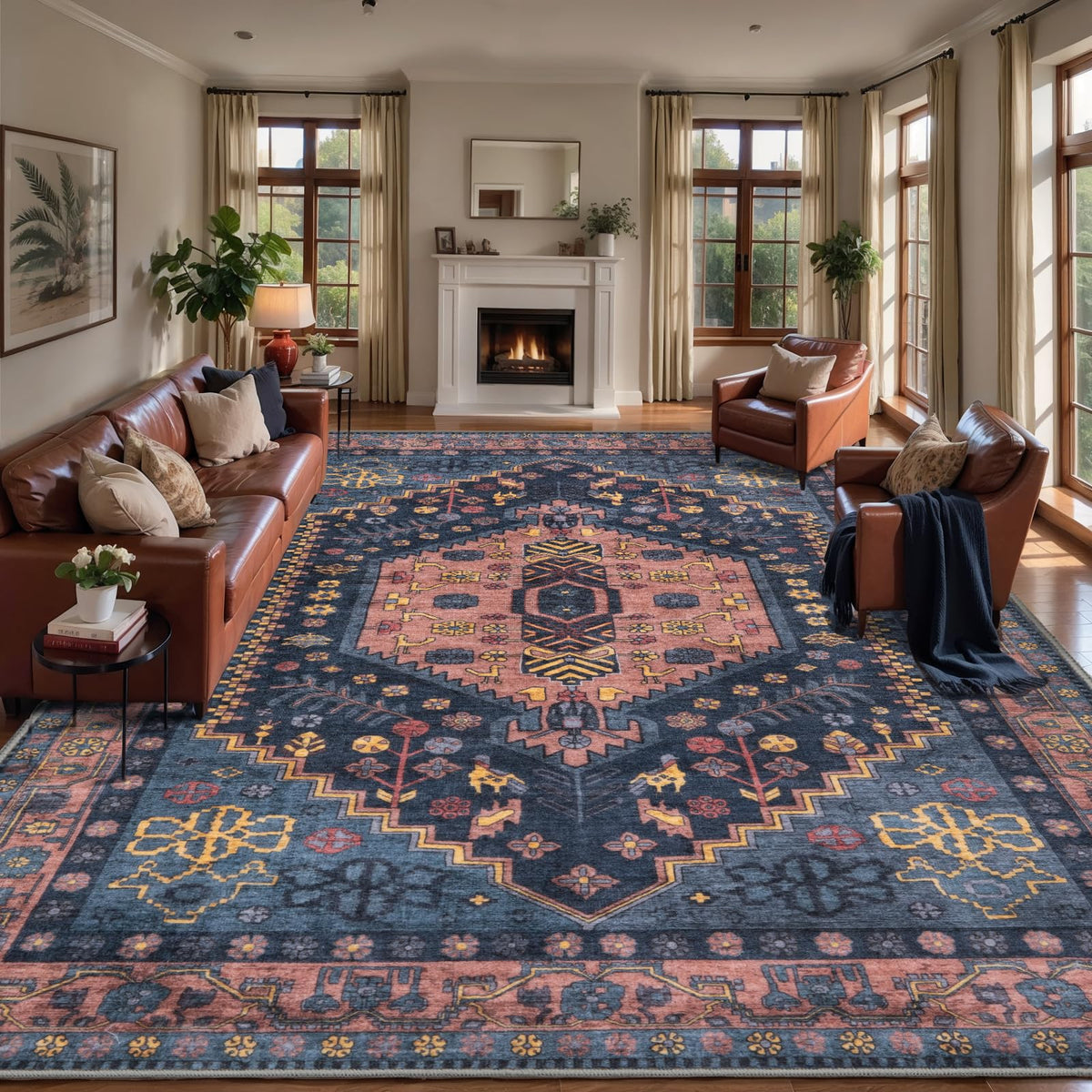 Ciicool Washable 3x5 Area Rug,Boho Non-Slip Indoor Mat for Entryway Kitchen