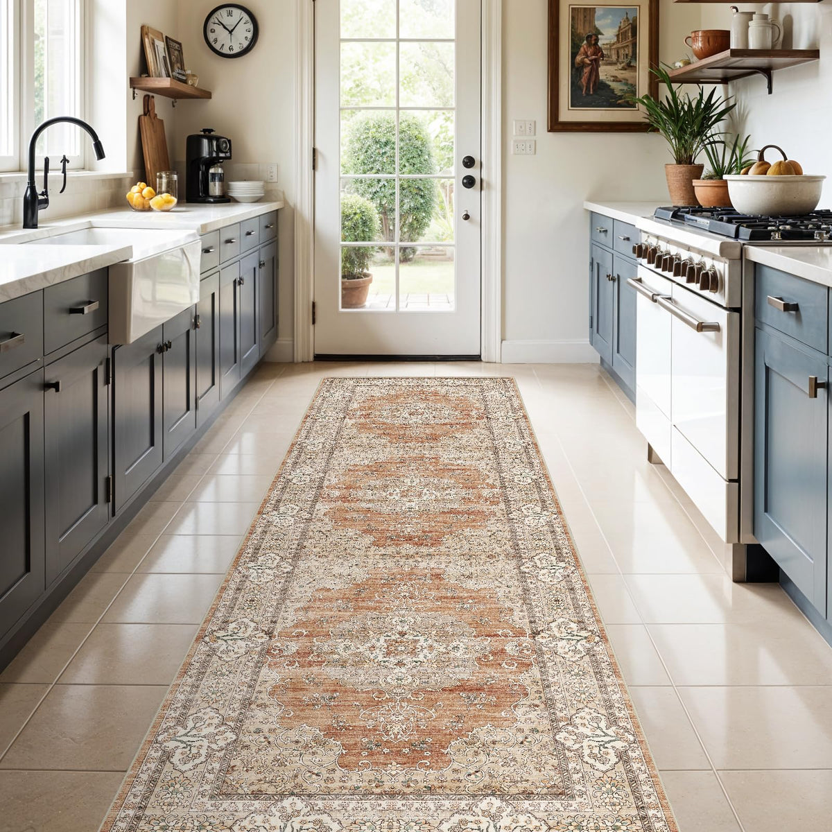 2x3 Washable Entryway Area Rug - Non-Slip Boho Throw Rugs Beige Gray