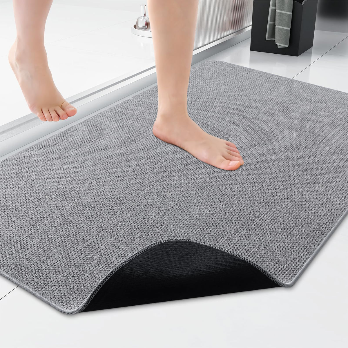 Smiry Ultra Thin Bath Mat 30X20, Non Slip Rubber Washable Bathroom Rugs