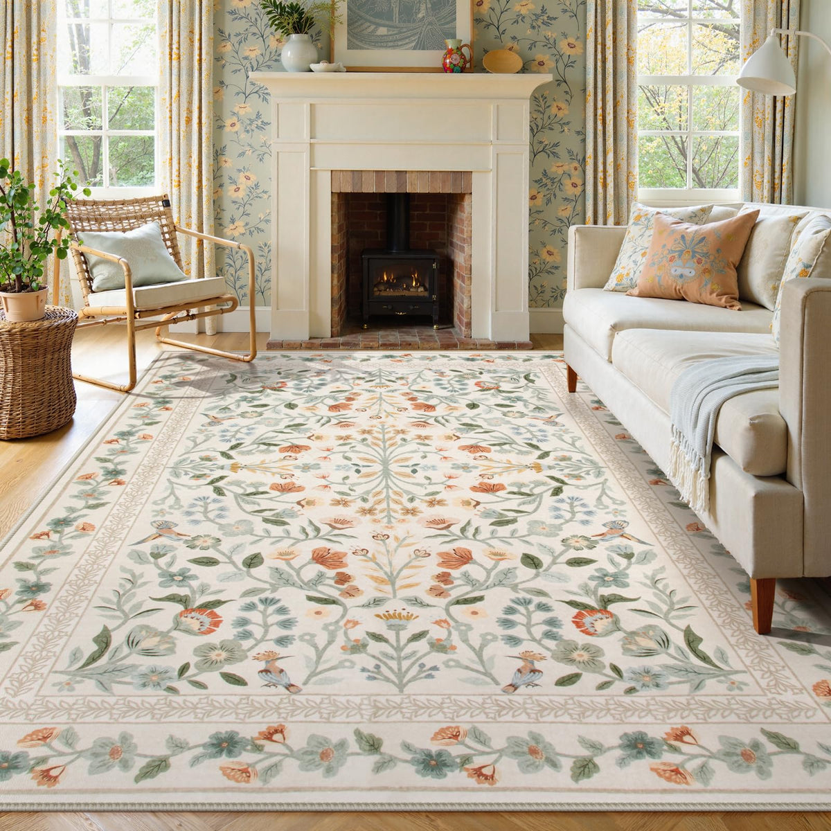 Lahome Floral Pink Bathroom Rug Runners for Hallways Non Slip 2x6