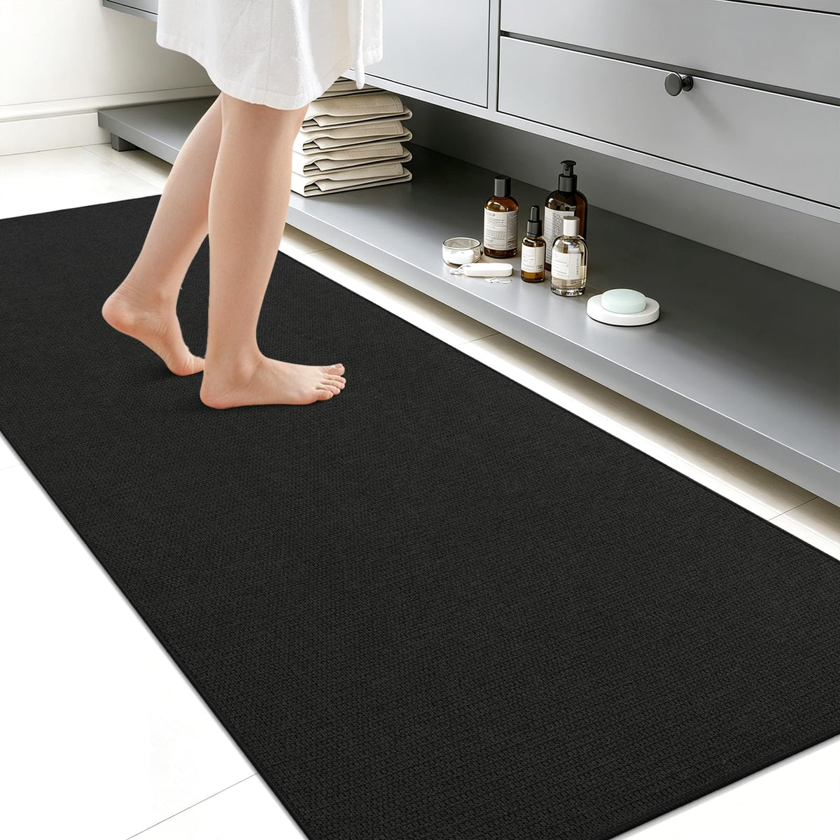 Smiry Ultra Thin Bath Mat 30X20, Non Slip Rubber Washable Bathroom Rugs