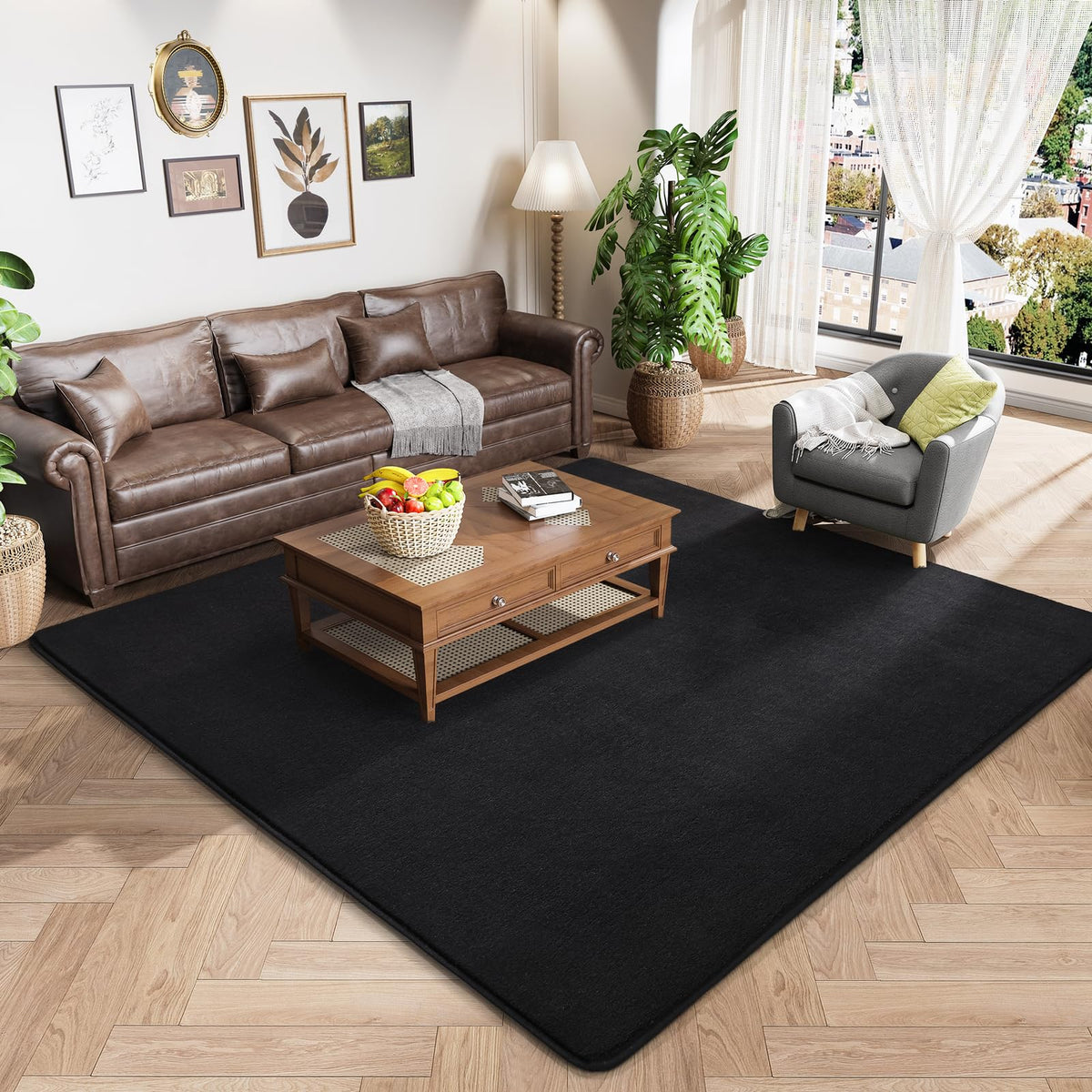 Amearea Modern Soft Hallway Runner Rug, 2x6 Feet Black Washable Runner Rugs