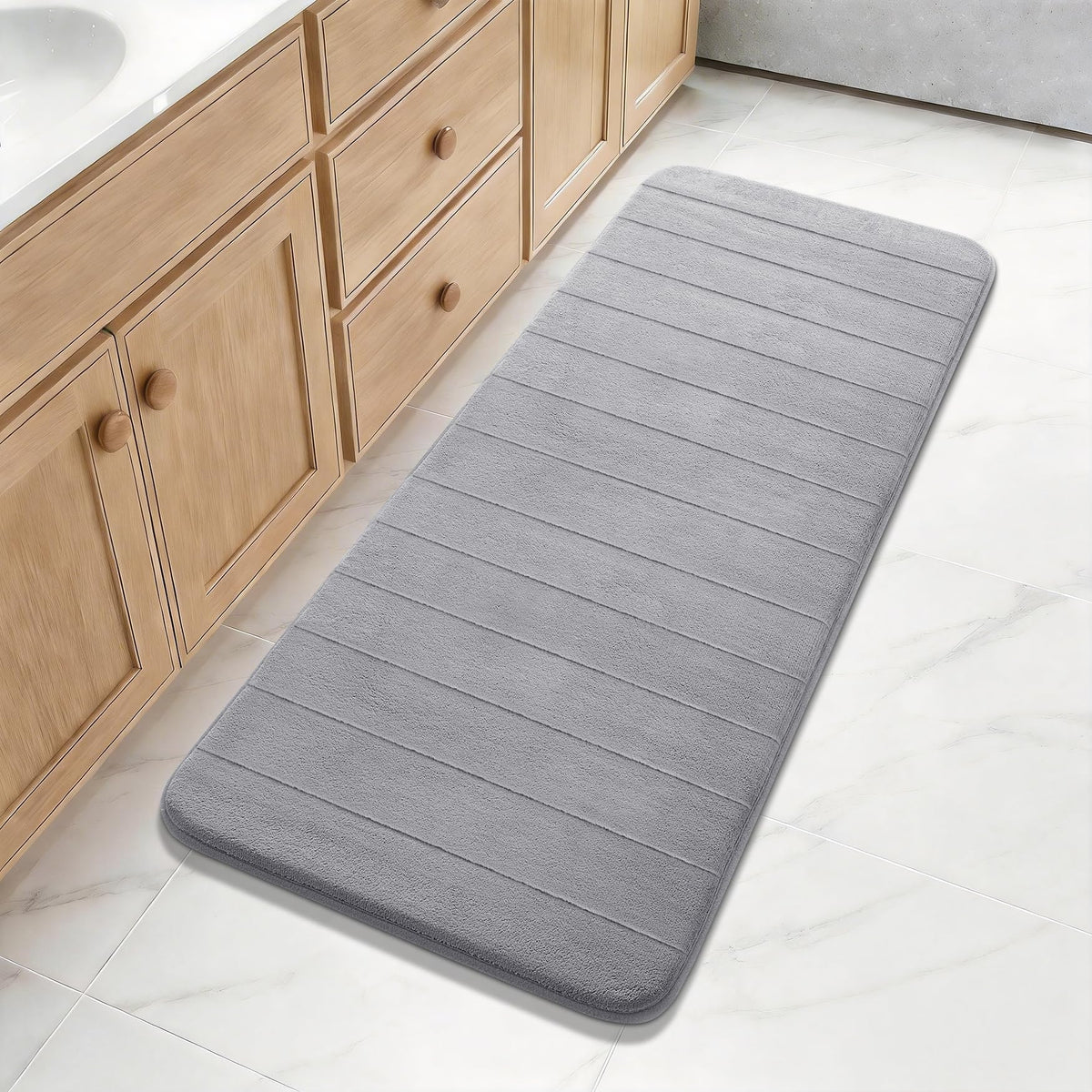Yimobra Memory Foam Bath Mat, Super Soft & Absorbent Bathroom Rug, Grey