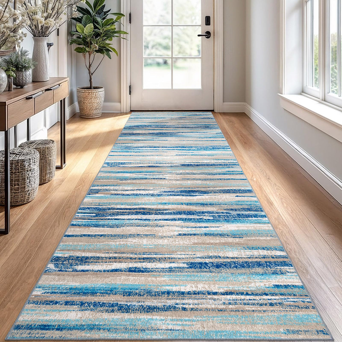 Lansny Abstract Washable 2x6 Runner Rug Non Slip Runners for Hallway