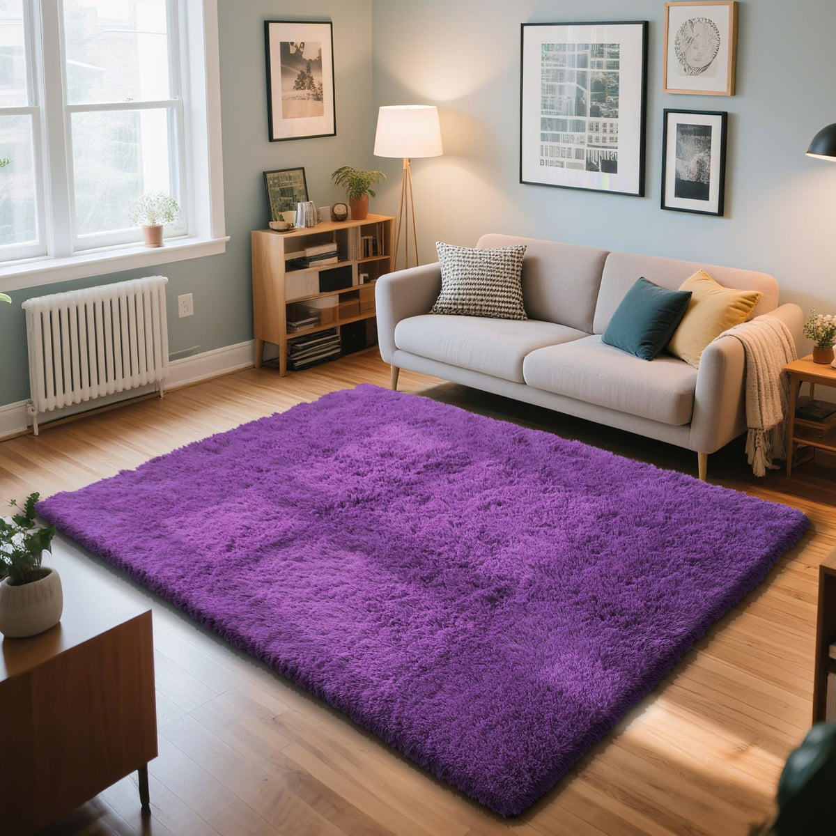 Beige 2x4 Area Rugs for Bedroom, Fluffy Shag Rug Small Rug Bedside Carpet