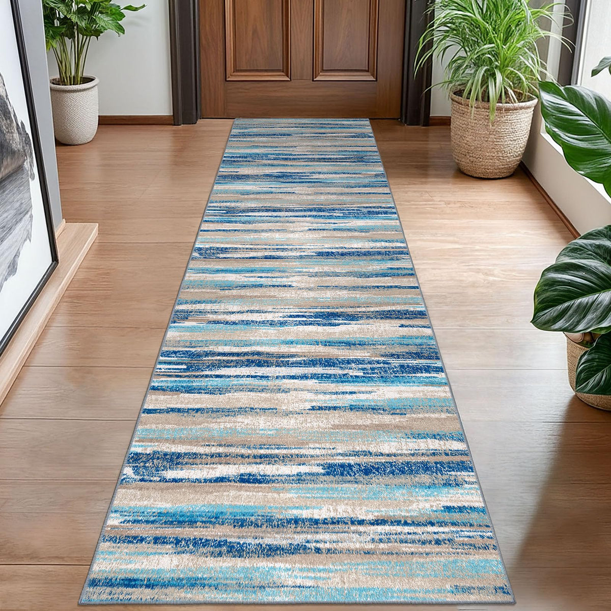 Lansny Abstract Washable 2x6 Runner Rug Non Slip Runners for Hallway