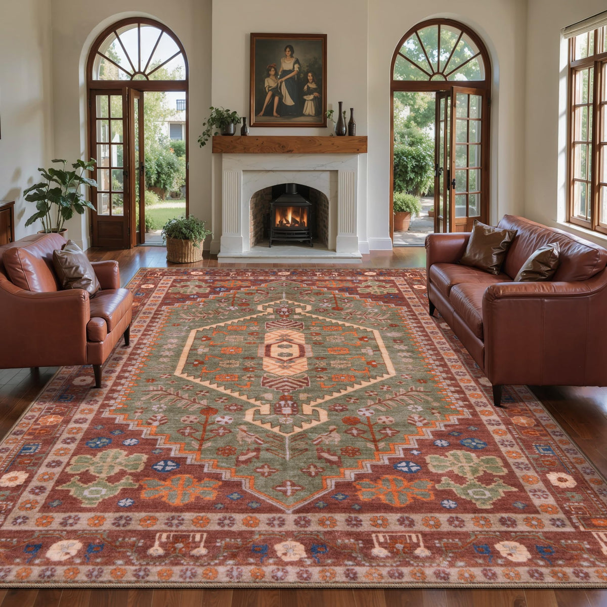 Ciicool Washable 3x5 Area Rug,Boho Non-Slip Indoor Mat for Entryway Kitchen