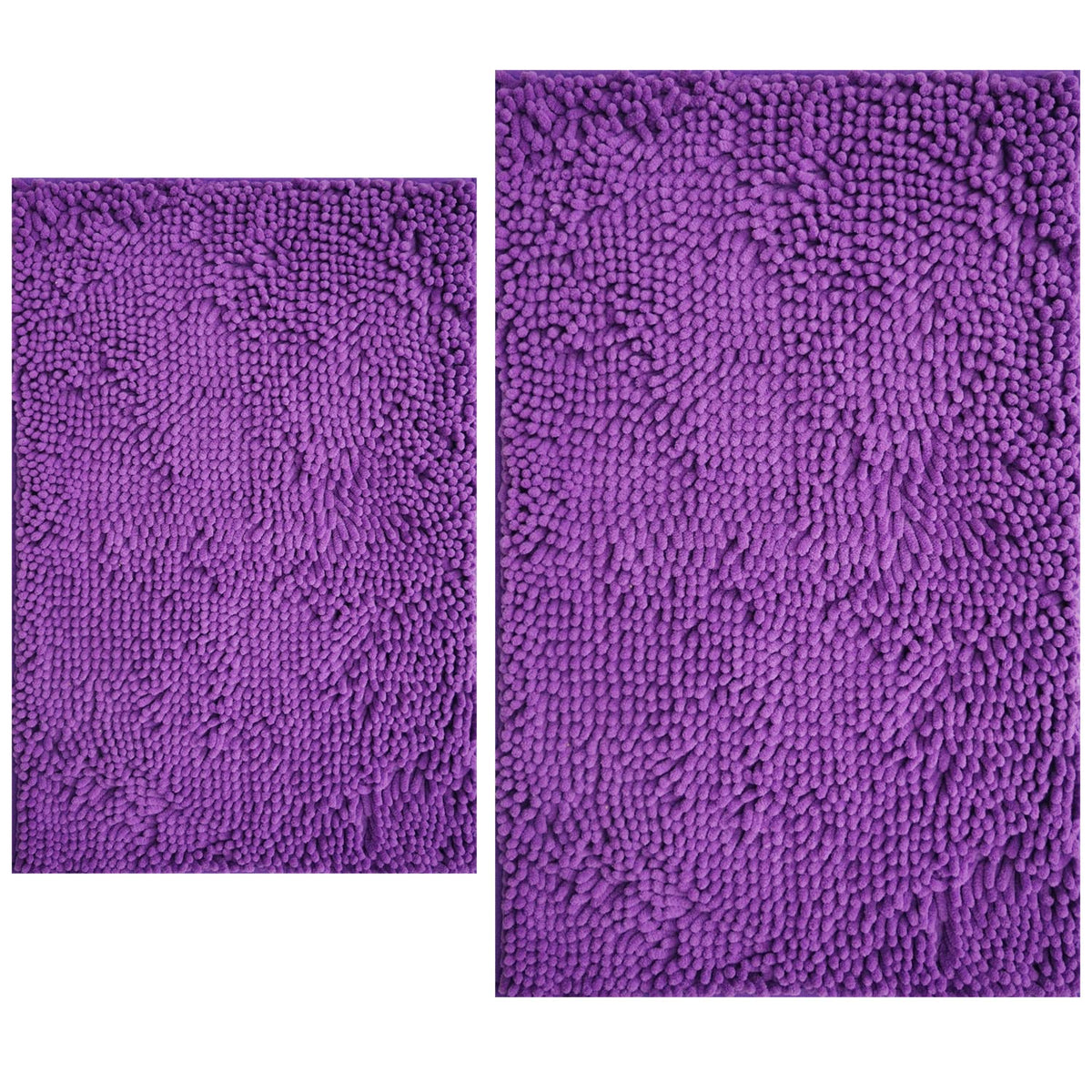BOANKODU Bathroom Rugs Sets 2 Piece, Extra Soft Chenille Bath Mat Absorbent Bathroom Rug, Bathroom Mat with PVC Non-Slip Bottom, Machine Washable Bath Rugs (32x20 Inch + 24x16 Inch, Light Grey)