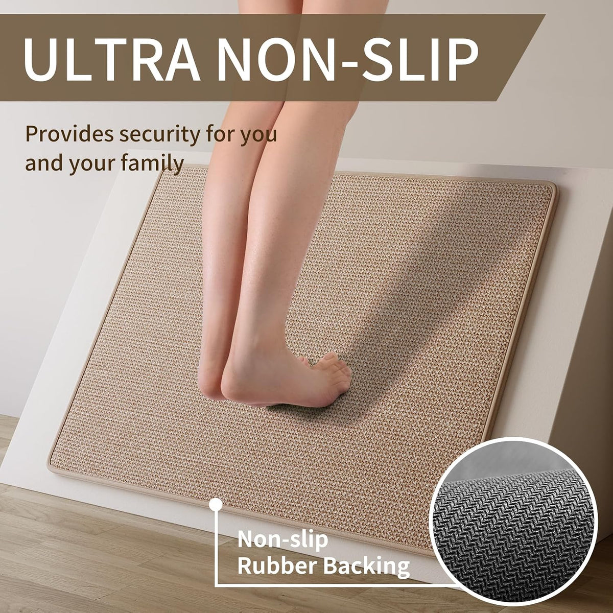 YDKGL Kitchen Rugs Kitchen Mats for Floor Non Slip Washable Brown 17"x30"