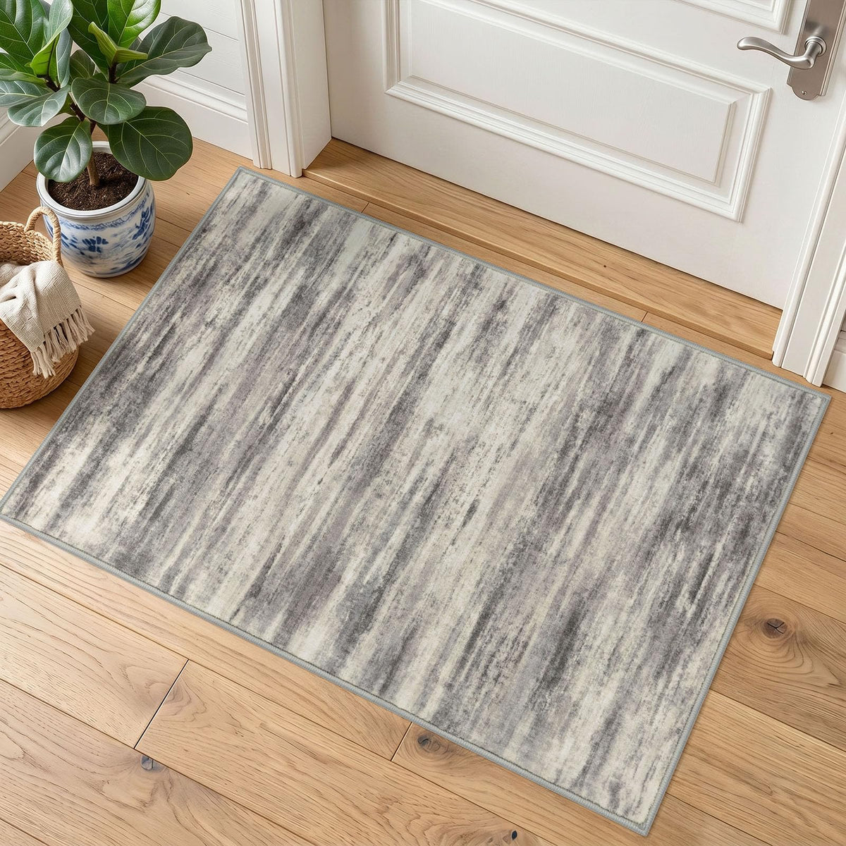 KOZYFLY Abstract Rugs for Entryway 2x3 Washable Small Area Rug Grey-Blue