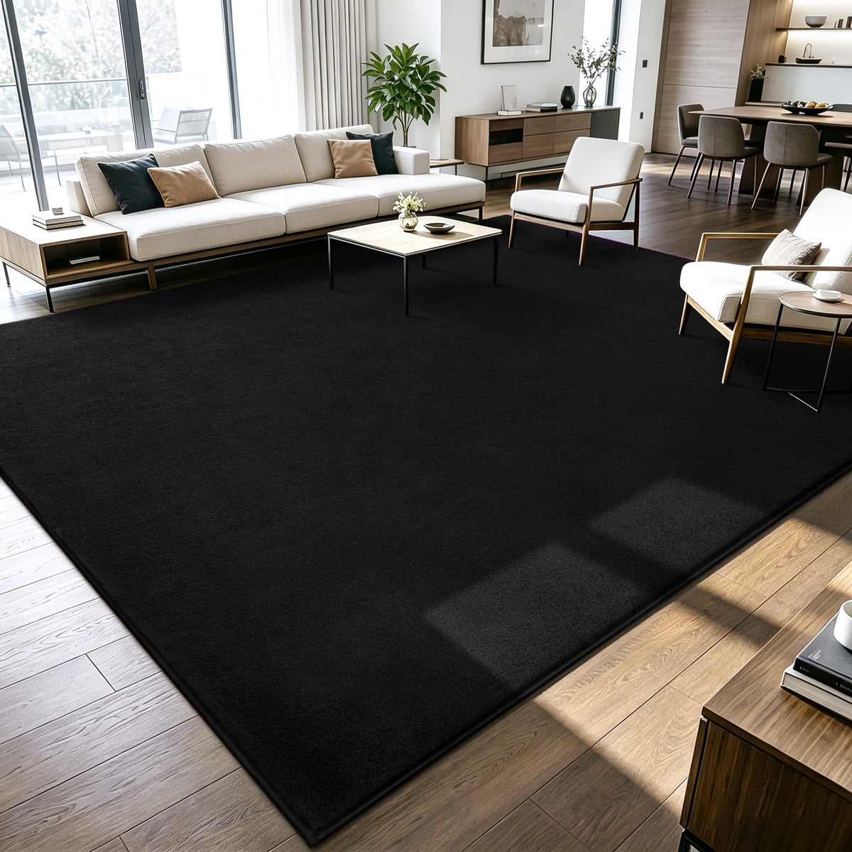 ISEAU 2x6 Soft Runner Rug for Hallway, Washable and Non-Slip, Black