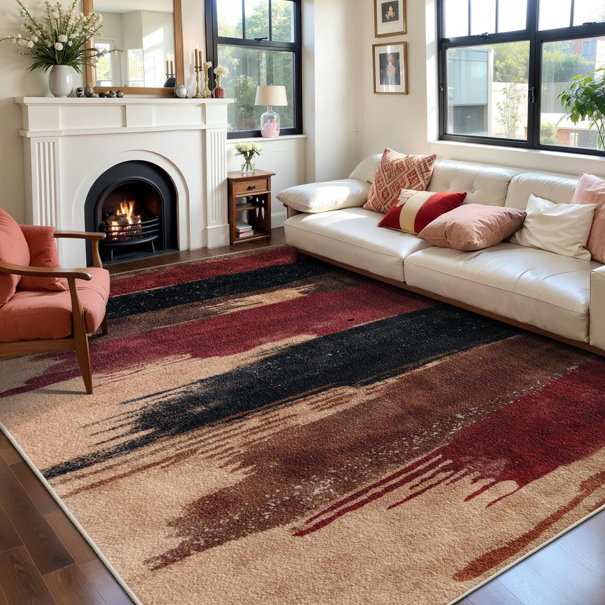 Ciicool Washable Area Rug 2x3 Entryway Rug, Modern Abstract Entry Mat Navy
