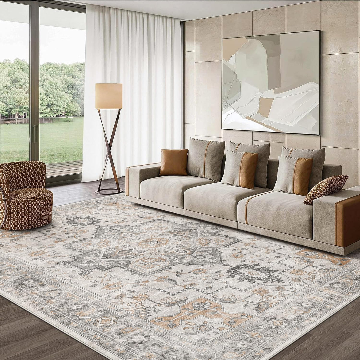GENIMO 2x5 Washable Runner Rug Non Slip for Hallway, Light Taupe Brown