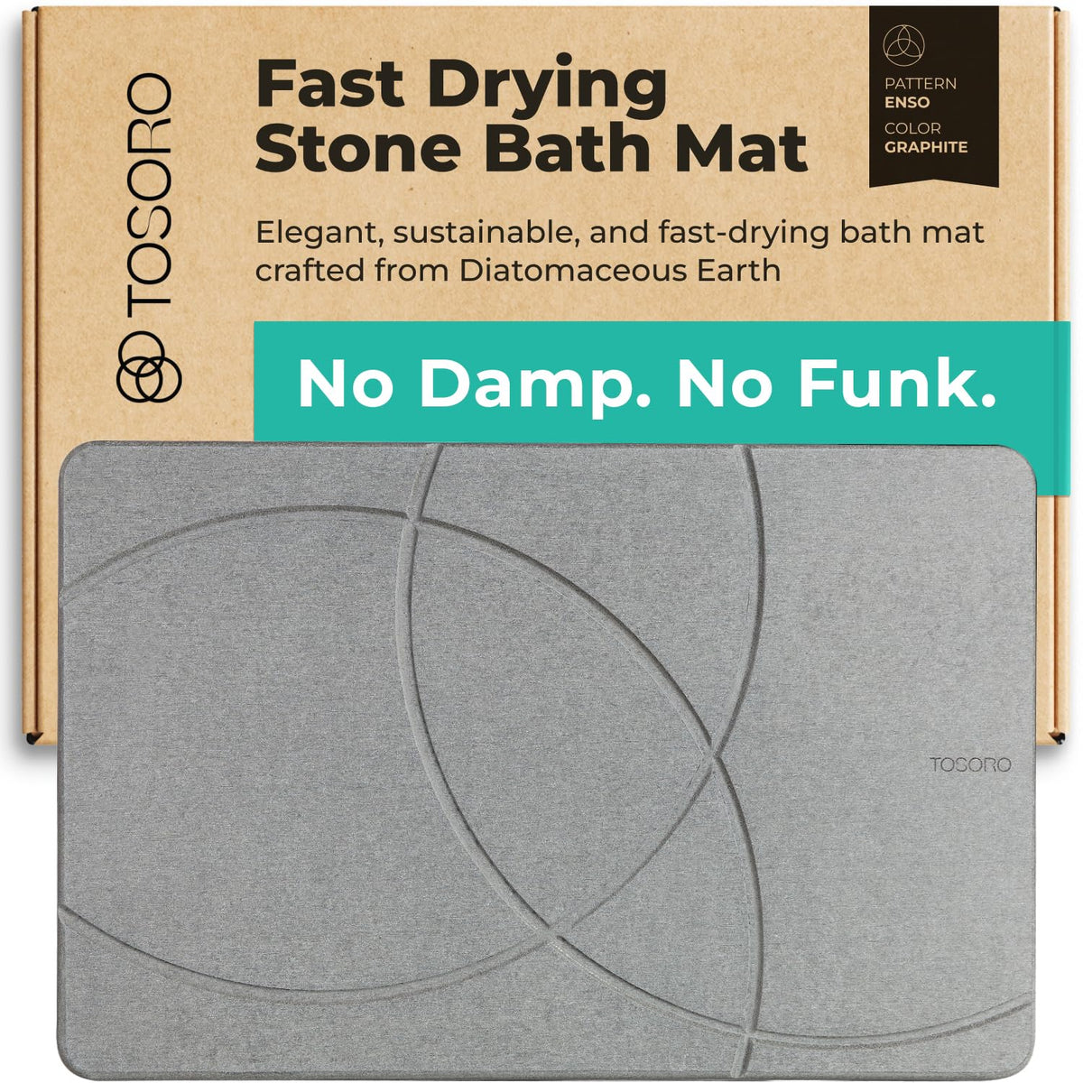 TOSORO - Stone Bath Mat Diatomaceous Earth Shower Mat Non-Slip Super Absorbent Diatomite Stone Bath Mats for Bathroom Floor Quick Drying Natural Easy to Clean (23.5 x 15) - Sandstone