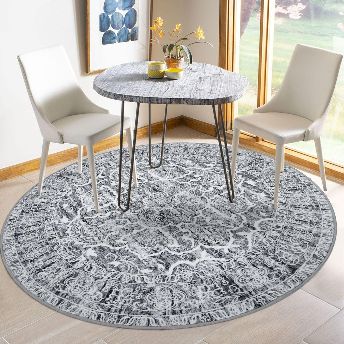 KUTA Entryway Rugs Indoor Washable Small Area Rug 2x3 Blue Entrance Carpet