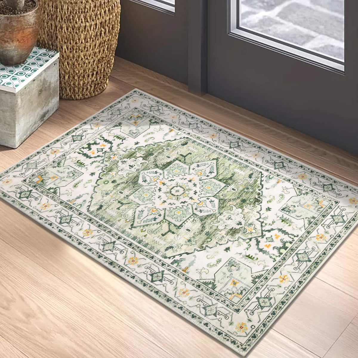 Yamaziot Washable Runner Rug, 2x8 Non-Slip Boho Vintage Hallway Kitchen Rug