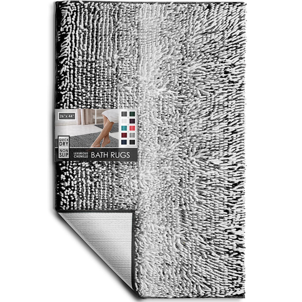 Hearth & Harbor Bathroom Rugs, Chenille Bath Mat - Machine Washable Bath Mats for Bathroom Non-Slip Backing Rubber, Quick Dry Bathroom Mat, 17 x 24 + 20 x 32 - Hunter Green