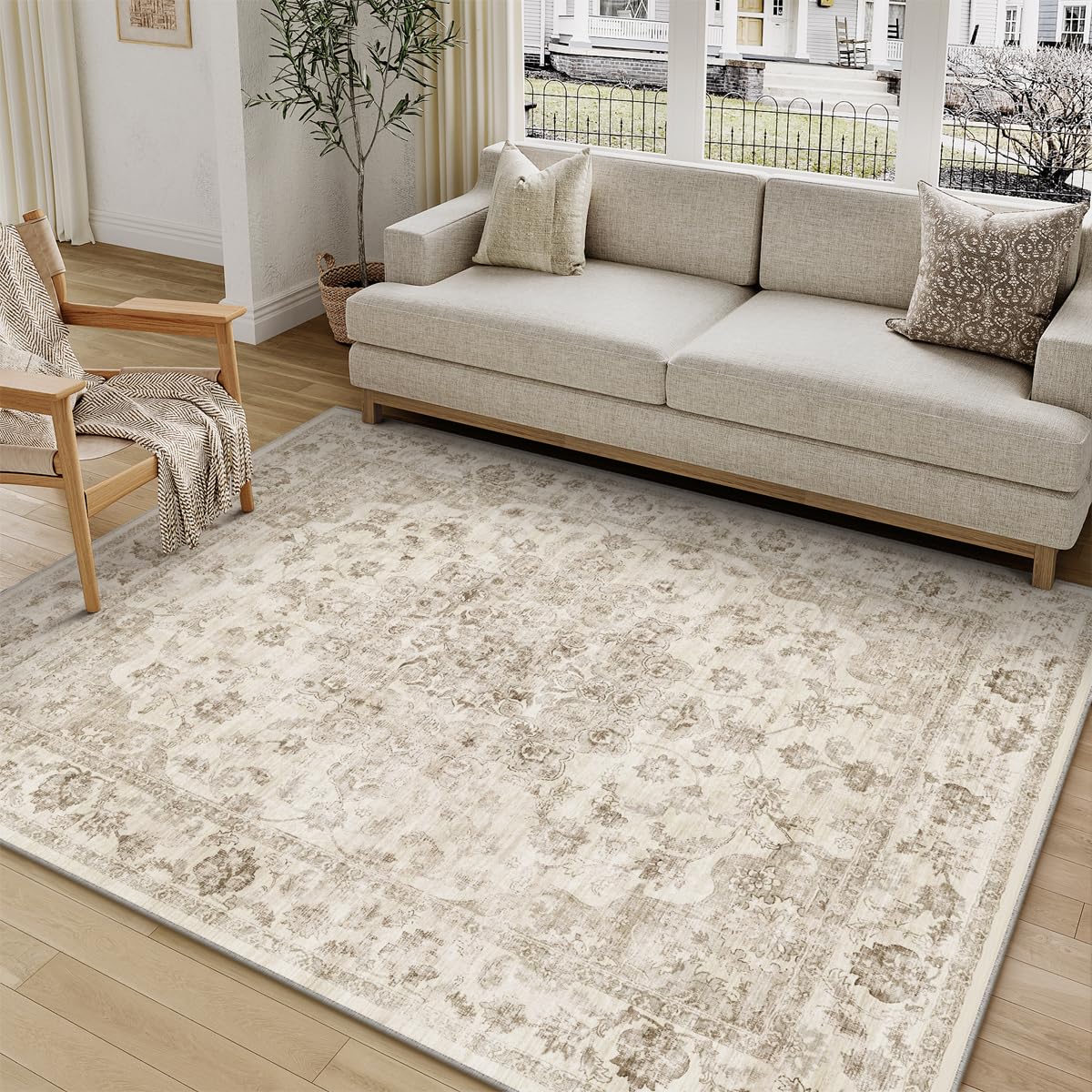 2x3 Beige Neutral Area Rug