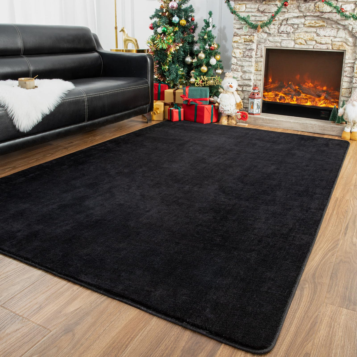 Przemy 2x6 Soft Runner Rug for Bedroom Living Room, Dark Purple Washable