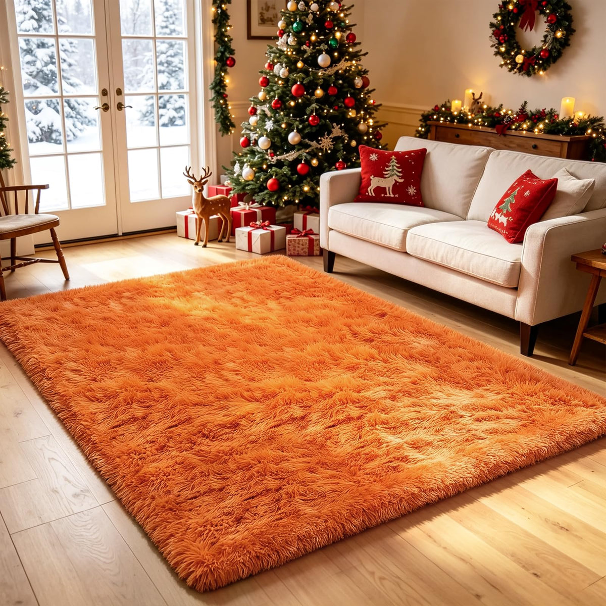 Small Shag Area Rug for Bedroom, 2x3 Cream Soft Plush Carpet