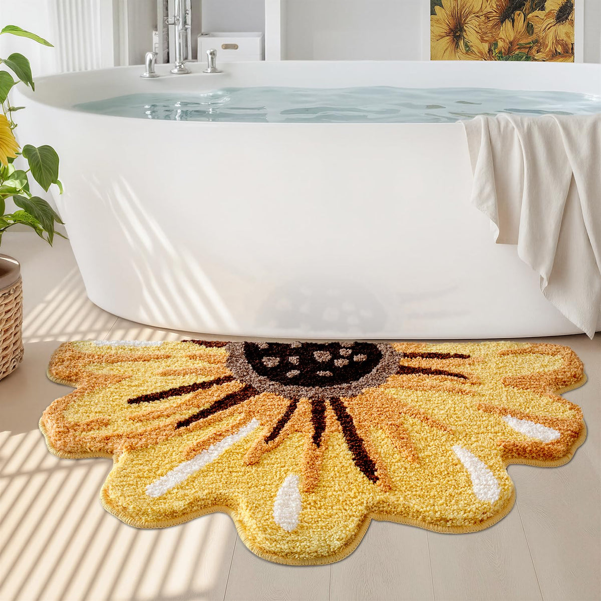 LUMI Bathroom Rug Green Leaf, Absorbent Non Slip Bath Mat, 23.5"x31.5"
