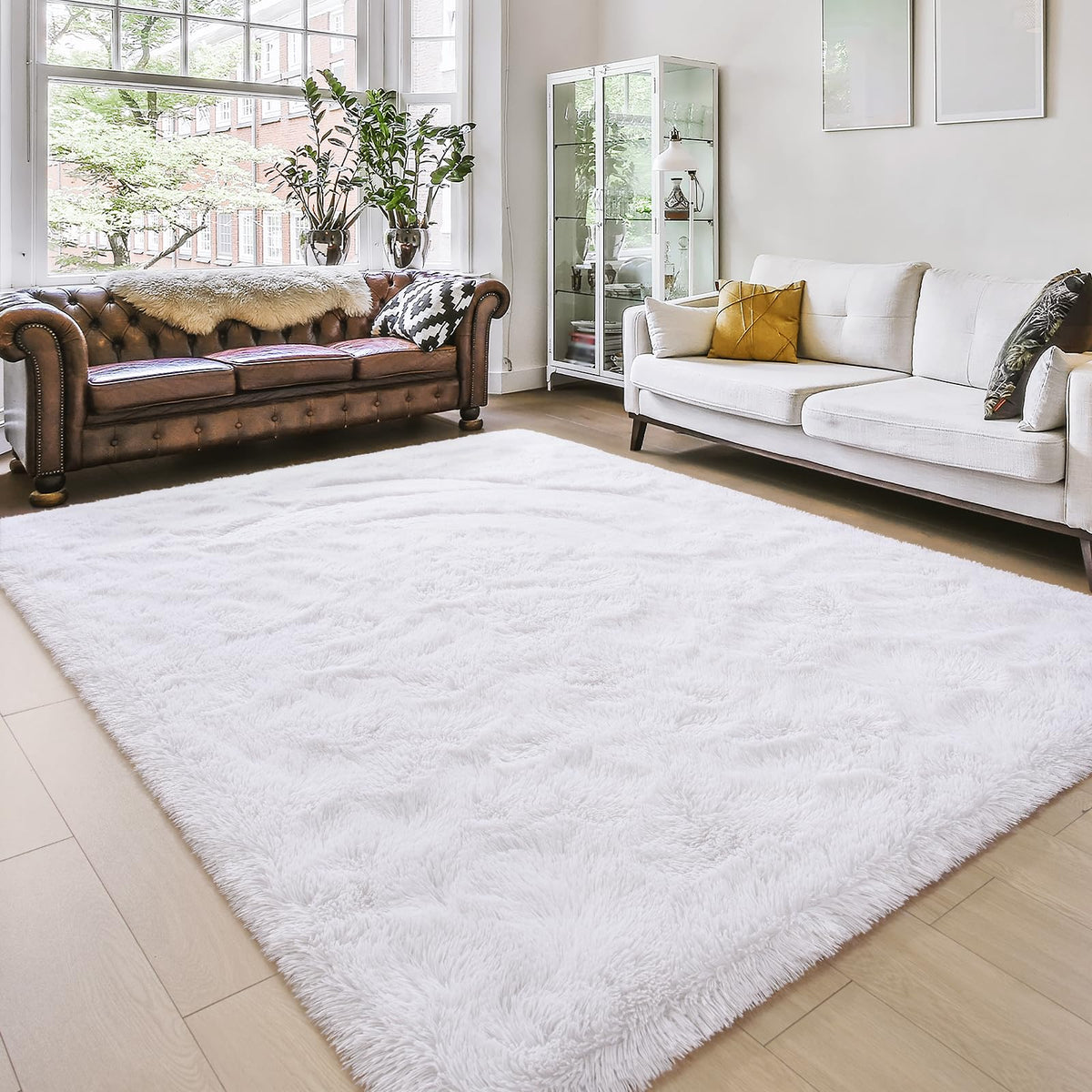 Amearea Shag Fluffy Small Rug, 2x4 Throw Rugs for Bedroom Girls, Black