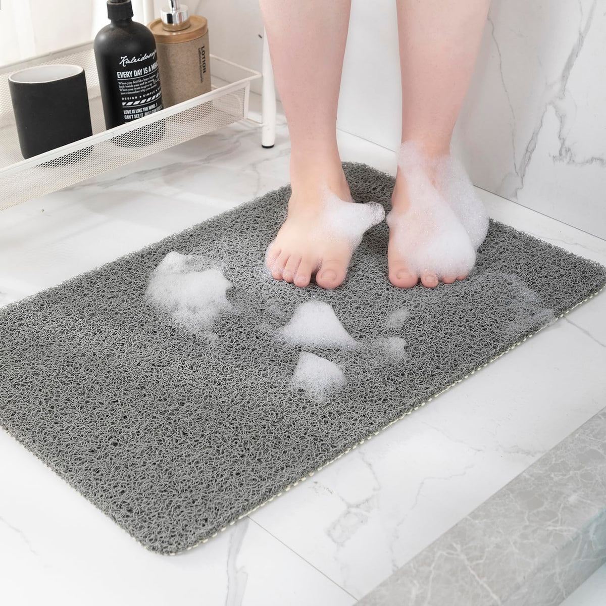 Hargiis Non Slip Bathtub Mat, Anti Slip Shower Mat, Fast Drying Bath Tub Mats, Foot Scrubber Mat, Anti Slip Mat for Tub, Floor, Bathroom, Home, Kitchen, Hotel (Beige 24"x16")