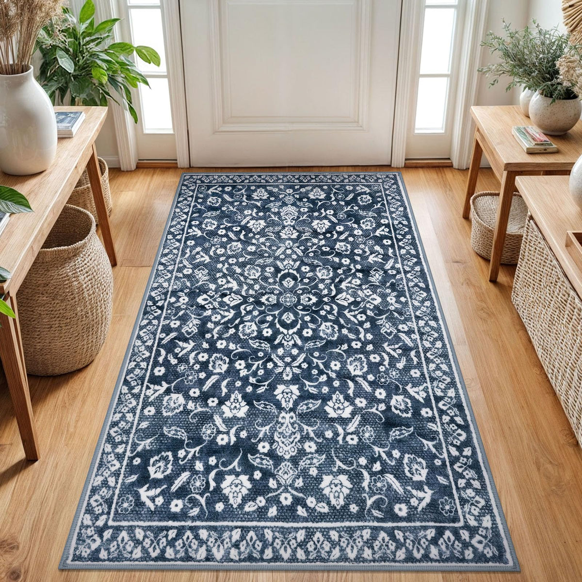 Vintage Washable Entryway Rug 2x3 Small Area Rug Non Slip Door Mat