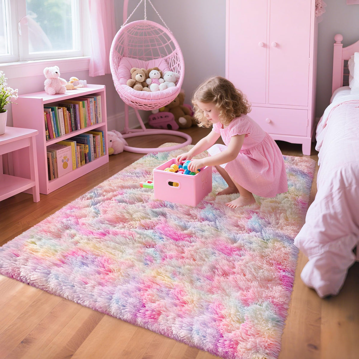 Soft Fluffy Beige Runner Rug for Bedroom, Bedside Long Rug Runner