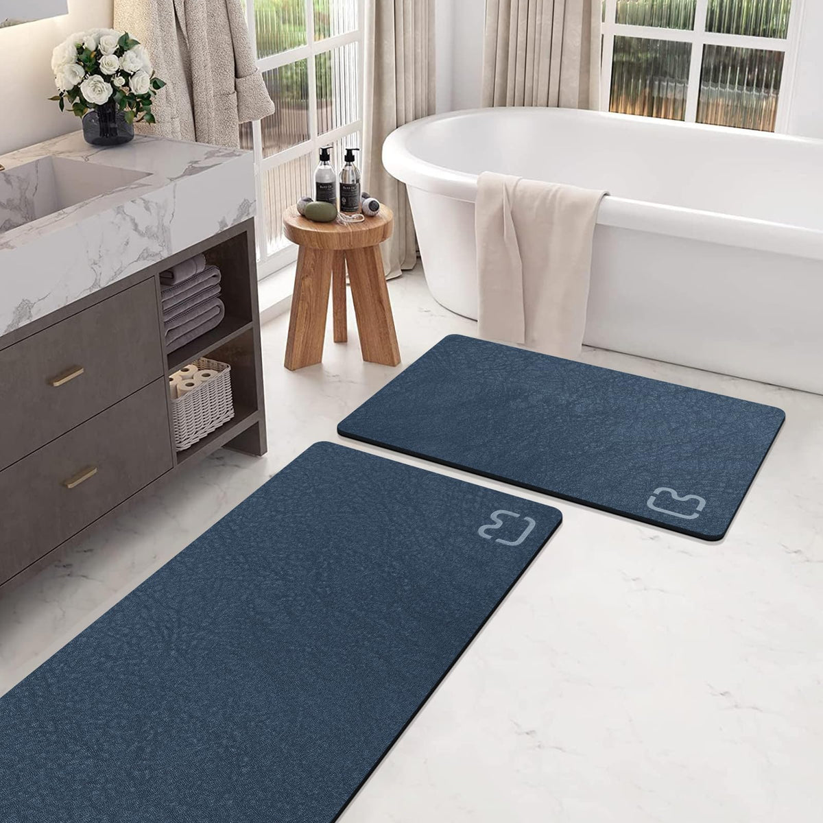 Diatomaceous Earth Bath Mat Stone Bath Mats for Bathroom,15.7"x23.6",Grey
