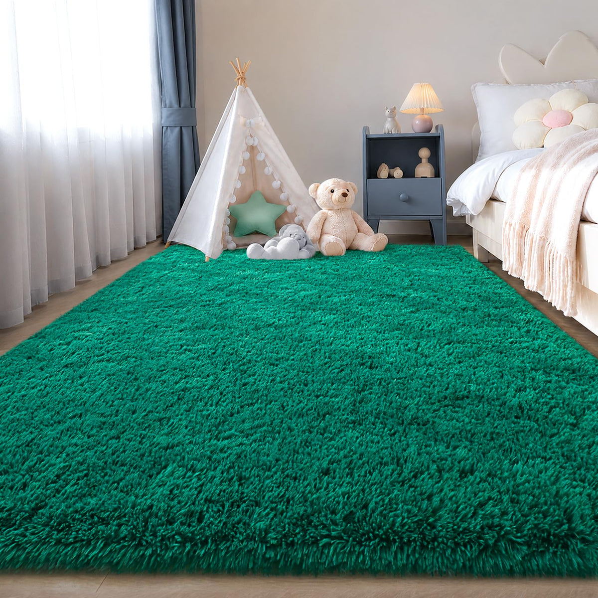 Zentavio 2x6 Runner Rugs for Hallway Shag Soft Bedroom Bedside Rugs Non Slip Fluffy Carpet for Kids Girls Boys Home Decor Aesthetic Dorm Nursery Tie-Dyed Black Grey