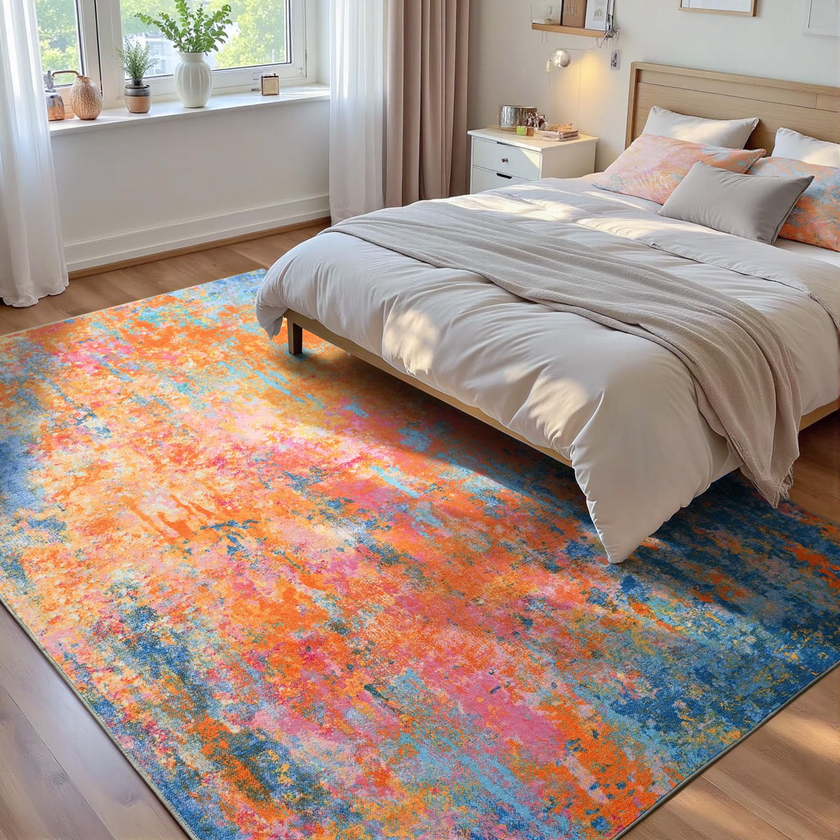 Ompaa 2x6 Rug Runners for Hallways Kitchen Runner Rug Non Slip Washable Grey Long Runner Rugs with Rubber Backing Soft Abstract Carpet Runner for Hallways, Kitchen, Bedroom, Bathroom, Entryway