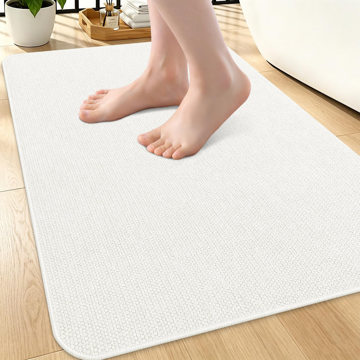 Smiry Ultra Thin Bath Mat 30X20, Non Slip Rubber Washable Bathroom Rugs