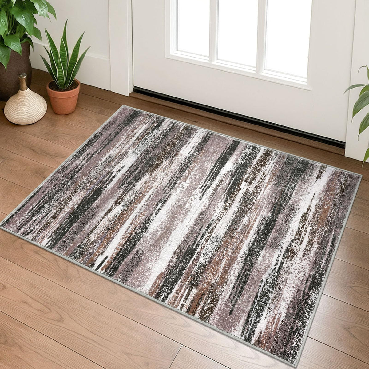 Lansny Abstract Washable 2x6 Runner Rug Non Slip Runners for Hallway