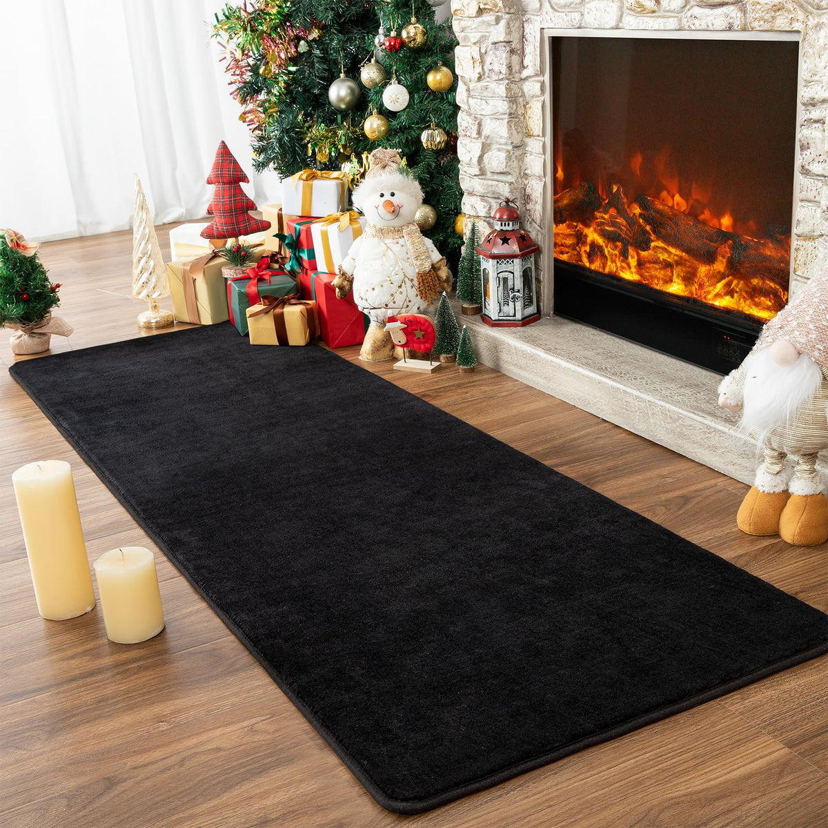 Przemy 2x6 Soft Runner Rug for Bedroom Living Room, Dark Purple Washable