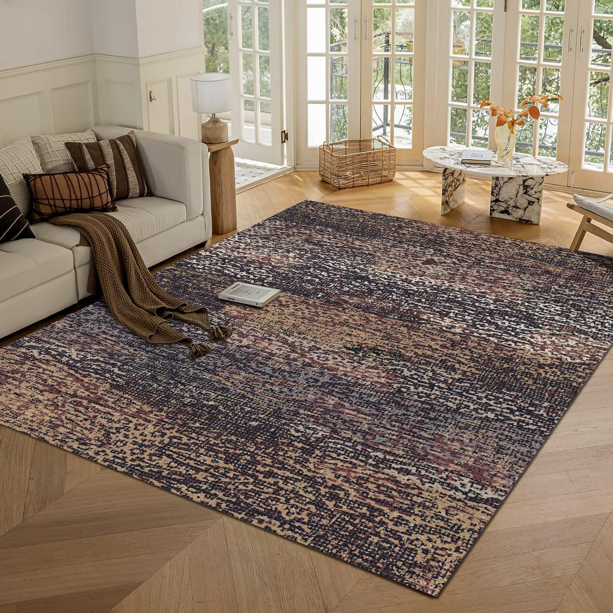 RUGSURE Washable Area Rugs - Perfect for Living Room, Bedroom, Kids Room, Nursery - Stain & Water Resistant Non-Slip, Pet & Child Friendly, Vintage Tribal Area Rugs (Green, 3' x 5 ')