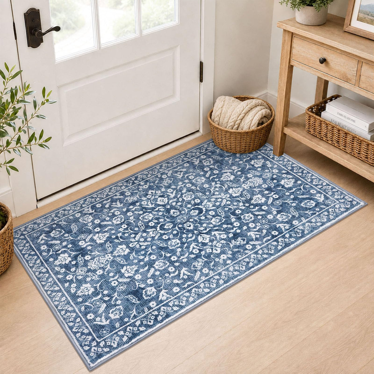 Vintage Washable Entryway Rug 2x3 Small Area Rug Non Slip Door Mat