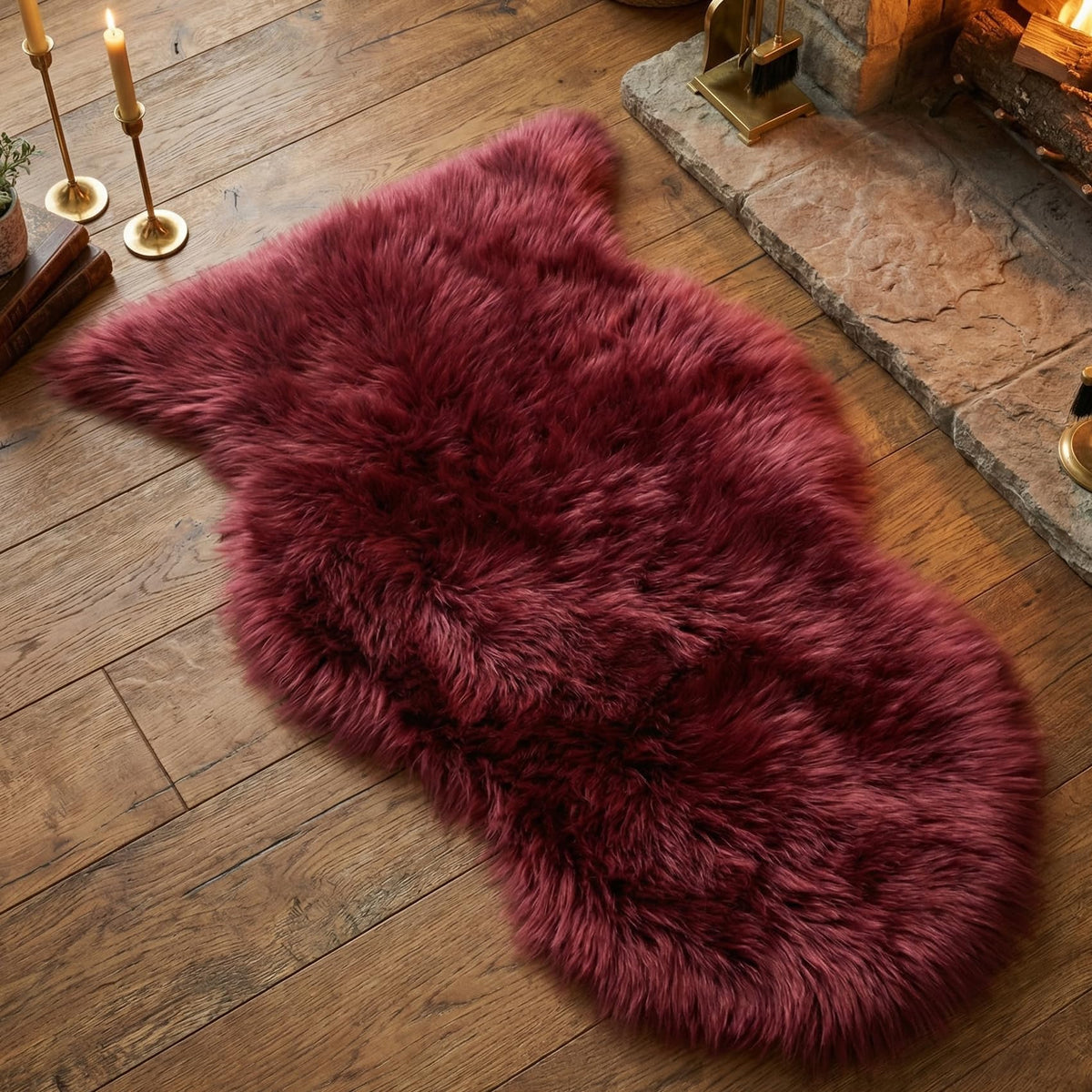 duduta White Faux Fur Throw Rug 2x3 ft, Small Bedside Rug Dorm Chair Cover