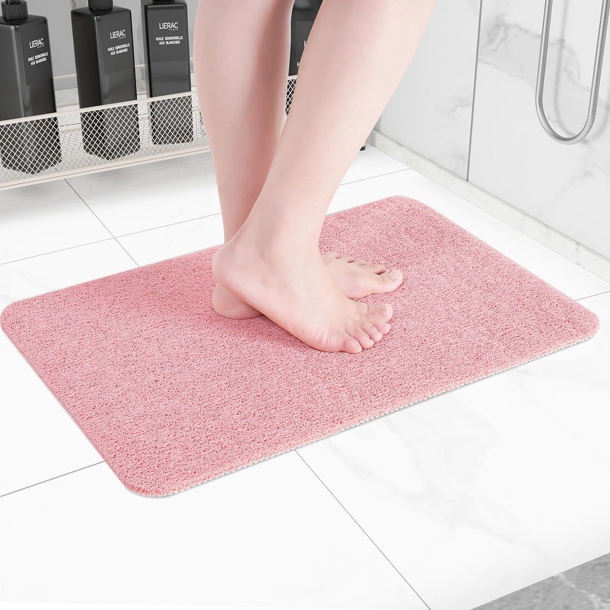Hargiis Non Slip Bathtub Mat, Anti Slip Shower Mat, Fast Drying Bath Tub Mats, Foot Scrubber Mat, Anti Slip Mat for Tub, Floor, Bathroom, Home, Kitchen, Hotel (Beige 24"x16")